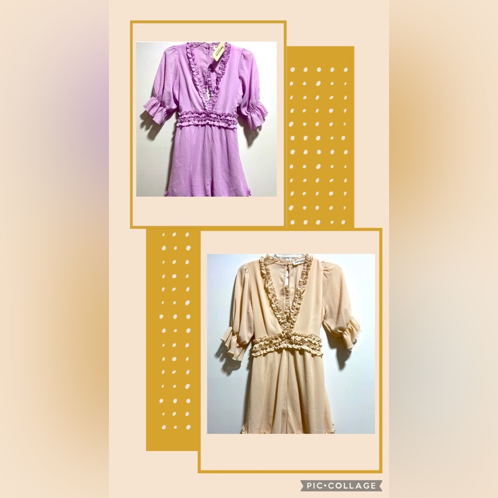 Impressions Lavender & Cream Ruffled Rompers LOT